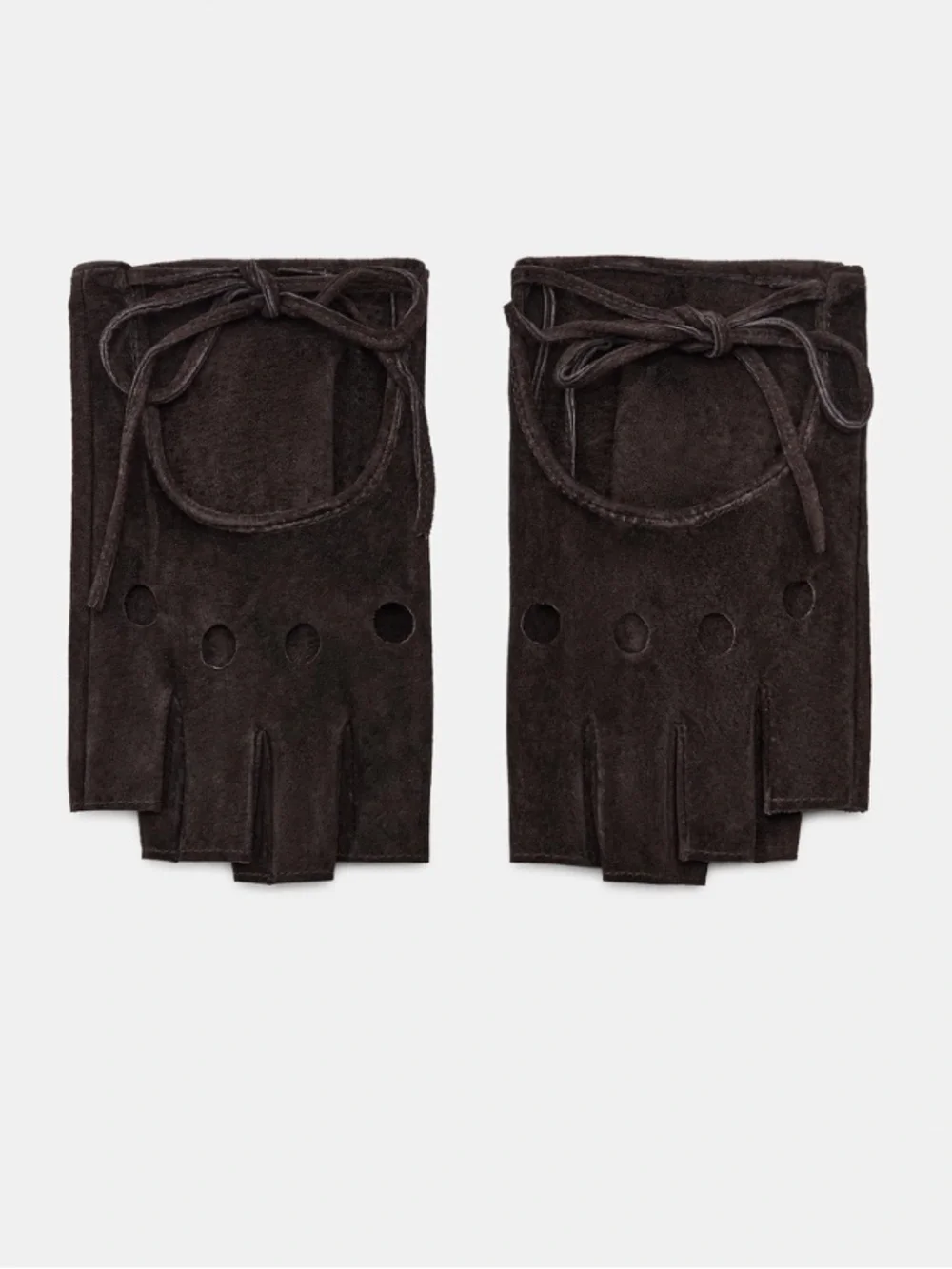 NWT Zara Suede Leather Gloves Fingerless Brown M Retro Classic Y2K